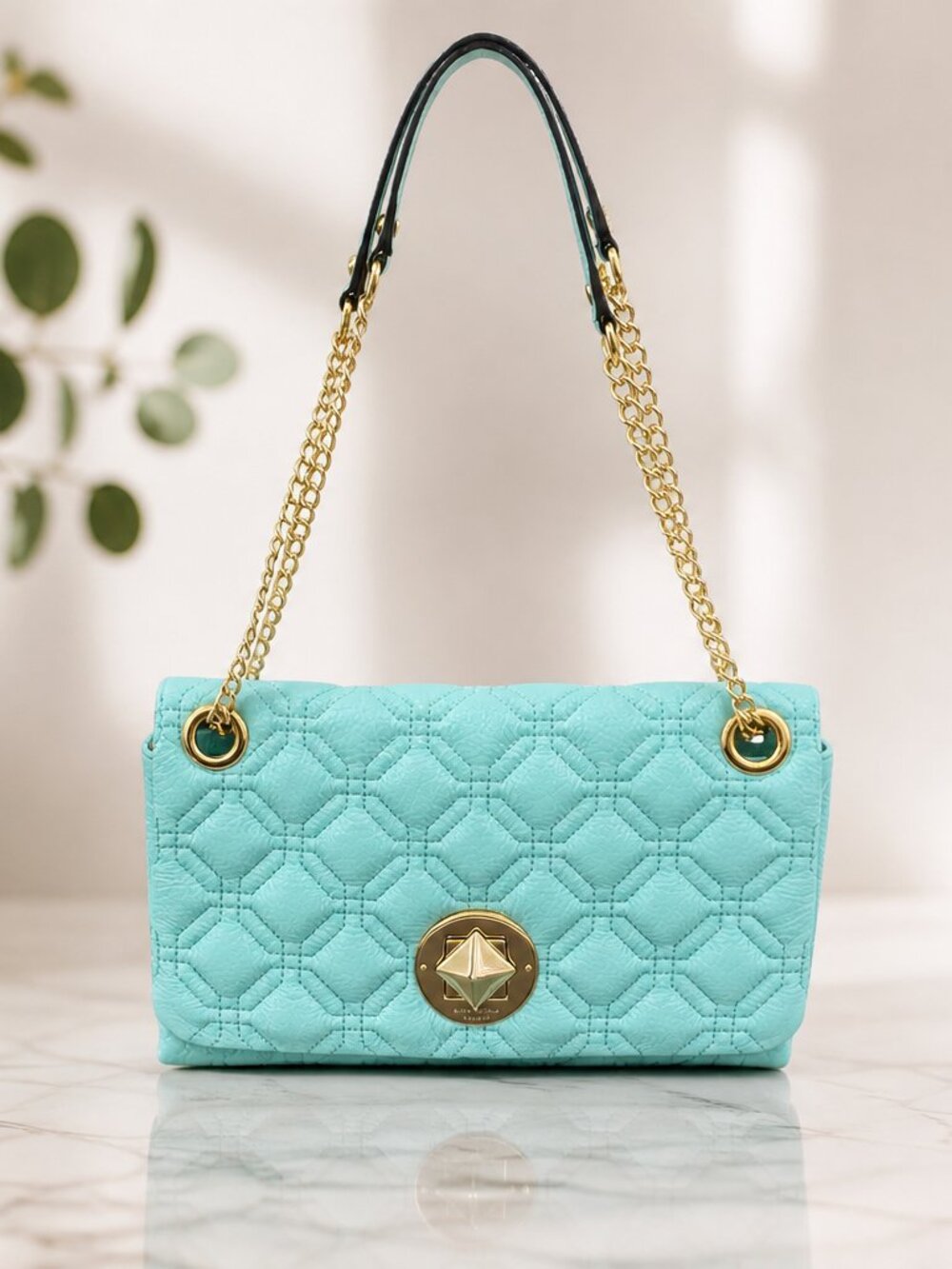 Kate Spade Natalia Medium Quilted Leather Flap Shoulder Bag | Aqua Glass